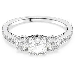 Fingerring SWAROVSKI "Stilla Round Attract" Gr. 55, silber (metallfarben, kristallweiß), Fingerringe, Damen, 55, Metall, Fingerring, mit Swarovski Kristall