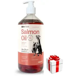 Lab-v Lachsöl – 100 % Lachsöl für Hunde und Katzen 1000 ml + Überraschung für den Hund