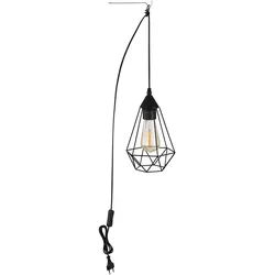 Hängelampe Pendellampe Esszimmerlampe Geflecht schwarz Wohnzimmerlampe L 245 cm