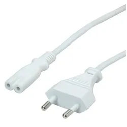 VALUE Netzkabel Euro-Flachstecker auf C7, 2polig Stromkabel, Eurostecker, 2,5A, CEE 7/16, Typ-C Männlich (Stecker), IEC320 C7, Rasierer, 2,5A Weiblich (Buchse) (300.0 cm) weiß