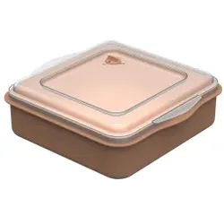 Lunchbox ToGo, mit Deckel, 210 x 70 x 220 mm, Wiederverwendbare und recycelbare Dose, 1 Stück, Farbe: braun/transparent