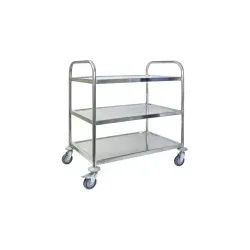 SCHNEIDER Servierwagen, Edelstahl, Mobiler Transportwagen für die Gastronomie, Maße (B x L x H): 54 x 92 x 86 cm - 3 Auflagen