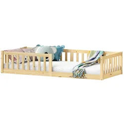 Idimex Bodenbett Gustavo 90X200 Cm , Naturfarben , Holz , Kiefer , Vintage , 96x42x206 cm , FSC Mix , Kinder- & Jugendzimmer, Kindermöbel, Kinderbetten, Kindereinzelbetten