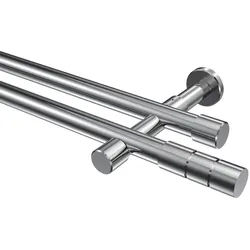 GARDINENSTANGE Prestige Elanto 600 cm (geteilt in 3 x 200 cm), 2-läufig (ohne Ringe), 20 mm Ø Chrom