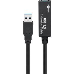 Goobay Aktives USB 3.0 Verlängerungskabel, Schwarz - USB 3.0-Stecker (Typ A) > USB 3.0-Buchse (Typ A)