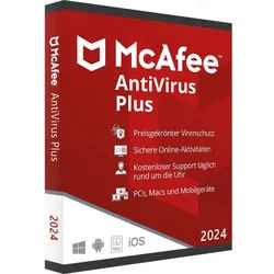 McAfee Antivirus Plus 2025 | Download + Produktschlüssel | 10 Geräte / 1 Jahr