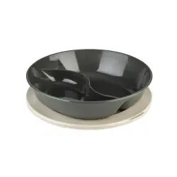 Koziol CONNECT SEPAREE Menüteller mit Deckel, 1,5 Liter 8616701 , Farbe: nature ash grey