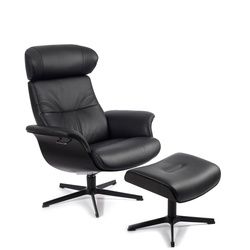 CONFORM Sessel TIMEOUT Black-Edition Leder Relaxsessel mit Hocker