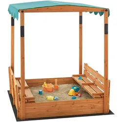 [en.casa] Sandkasten Pitsunda , Naturfarben, Grün , Holz , 118x145x118 cm , unisex , Freizeit & Co, Gartenspielzeug, Sandkästen