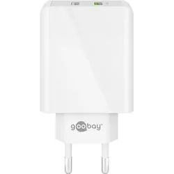 Goobay Dual-USB Schnellladegerät QC3.0 28W weiß - lädt bis zu 4x schneller als Standardladegeräte