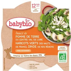 Babybio Emincé DE Pomme DE Terre DU Centre-Val DE Loire Haricots Verts DES Hauts-De-France Dinde DE NOS Régions À L'estrago dès 12 mois