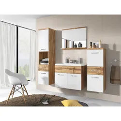 Badmöbel-Set 5-tlg. Alba ca. 140 cm Eiche/Weiß