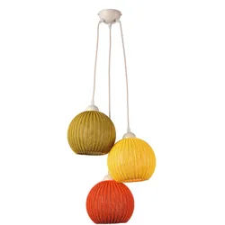 Xxxl Hängeleuchte , Hellgrün, Hellgelb, Dunkelorange, Weiß Hochglanz , Textil , rund , 55x100x55 cm , Eec , ohne Chemie , Lampen & Leuchten, Leuchtenserien