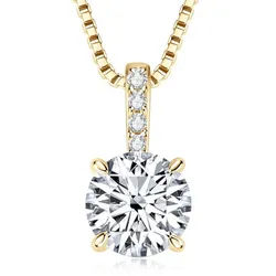 ROUGEMONT Kette mit Anhänger Funkelnde Damen Halskette Moissanit 925 sterling Silber 1,0ct, Echtschmuck mit Zertifikat goldfarben