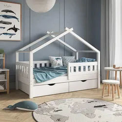 VitaliSpa Hausbett Design Weiß 80x160 cm mit 2 Schubladen , Holz , Rechteckig , 80x160 cm , Babymöbel & Kindermöbel, Kinderzimmer & Jugendzimmer, Kinderbetten, Spielbetten