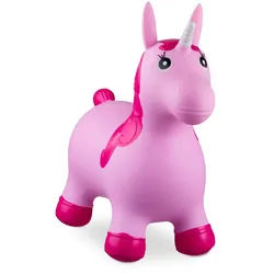 Relaxdays Hüpftier Einhorn , Pink , Kunststoff , Tiere , 26x52x62 cm , unisex , Spielzeug, Sonstiges Spielzeug