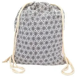 PANASIAM Turnbeutel Sportbeutel aus Baumwolle mit traditionellen japanischen Mustern, bedruckt auch als Schuhbeutel Yogatasche Gymbag mit Tunnelzug weiß