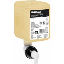 KATRIN Flüssigseife Clean, 500 ml, Cremige Handseife für das tägliche Händewaschen, 1 Karton = 12 Patronen à 500 ml
