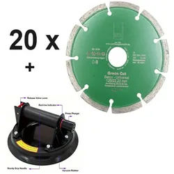 Fritz Krug Trennscheiben Vakuum Saugnapf mit Manometer + 20x Green Cut 125mm