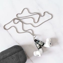 AirPods Kette "Vittorio" Magnetisch | Halteband für Kopfhörer mit Silikon | Halskette - AirPods Pro 2. Generation / Black
