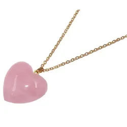 Firetti Kette mit Anhänger Halskette Schmuck Geschenk Herz "LIEBE", Made in Germany - mit Rosenquarz gelb|goldfarben|rosa
