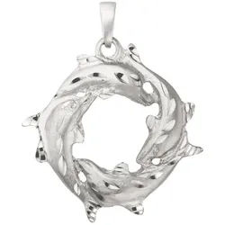 JOBO Kettenanhänger Anhänger Delfine 34 mm, 925 Silber rhodiniert silberfarben