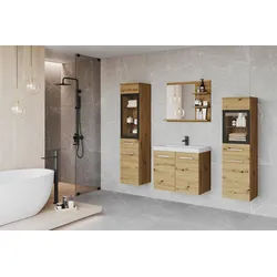 Badmöbel-Set 5-tlg. Madrit mit LED ca. 120 cm Eiche Artisan