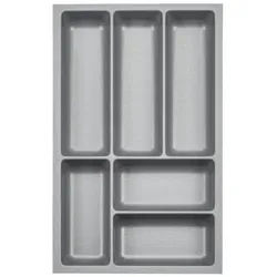 SO-TECH® Besteckeinsatz ORGA-BOX 3 Leinwandstil für Nobilia von 08/2012 - 12/2024 grau|silberfarben 29.1 cm x 5.05 cm x 47.3 cm