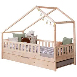 Hausbett Lou m. Zusatzbett ca. 100x200 cm Holz