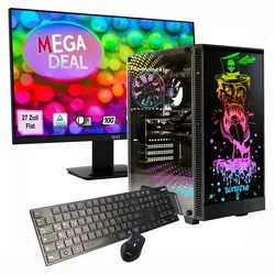 GAMEMAX PC-Komplettsystem "MegaDeal Rockstar 2602 AMD Ryzen 7 5700X RTX 5060 32GB DDR4 1TB SSD", Energieeffizienz: E (A-G), schwarz, Microsoft Windows 11 Home (64 Bit), 32 GB RAM 1.000 GB SSD, Computer_Komplettsysteme, Windows 11 + MSI PRO MP273A Flat Monitor, 69cm (27")