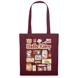 Spreadshirt Henkeltasche Hello Kitty Snack Collage Stoffbeutel (1-tlg) rot