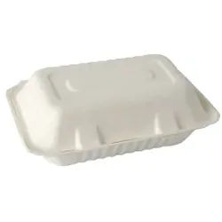 Papstar Menüboxen, ungeteilt, weiss, Lunchbox aus Zuckerrohr, Maße 7,9 cm x 15,5 cm x 23 cm, 1 Packung = 500 Stück