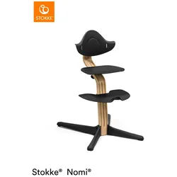 Stokke Stokke Nomi OAK Stuhl , Schwarz, Eichefarben , Holz , Eiche , furniert , 52x83.50x59 cm , Fsc, Reach , Fußstütze verstellbar, Sitzfläche verstellbar, höhenverstellbar , Holzmöbel, Sitzgelegenheiten Holz, Hochstühle und Tischsitze Holz