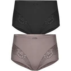 Miederslip SUSA "2er Pack Miederslip London", Damen, Gr. 42, bunt (frosty lavender schwarz), Stoff, Obermaterial: 75% Polyamid PA. 25% Elasthan EL., Unterhosen