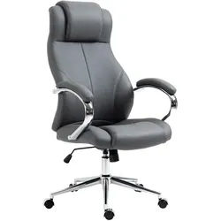 CLP Chefsessel Echtleder grau , Grau , Leder , 64x120x79 cm , Arbeitszimmer, Bürostühle, Chefsessel