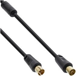 INTOS ELECTRONIC AG InLine® Antennenkabel, 2x geschirmt, mit Filter, >85dB, schwarz, 3m SAT-Kabel