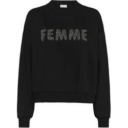 Sweatshirt KAFFE "Sweatshirt KAlise", Damen, Gr. XL, schwarz (schwarz deep), Obermaterial: 85% Baumwolle CO. 15% Polyester PES., Sweatshirts Sweatshirt