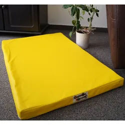 Hundebettenmanufaktur Hundematte Orthopädische Hundematratze mit antiallergischer Kokosmatte Kunstleder gelb 60 cm x 100 cm
