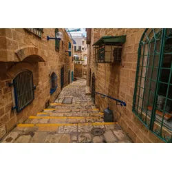 Fototapete PAPERMOON "Tel Aviv-Jaffa Alte Gasse", bunt, B:3,5m L:2,6m, Vlies, Tapeten, Fototapete