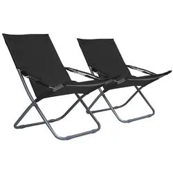 furnicato Klappstuhl Klappbares Strandstuhl-Set 58x76x88 cm Schwarz, 2 Stück (1 St) schwarz