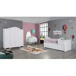 JVmoebel Jugendzimmer-Set Kinderbett und Kleiderschrank aus hochwertigem Holz in Weiß, Made in Europa weiß