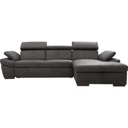Ecksofa EXXPO - SOFA FASHION "Salerno, Funktionssofa, Breite 280cm, hoher Sitzkomfort, L-Form", grau (elefant), B:280cm H:77cm T:170cm, Microfaser-Primabelle (100% Polyester);NaturLEDER;Kunstleder;Lederfaserstoff;Luxus-Microfaser Lederoptik, Sofas, Ecksofa, inkl. Kopf- und Armteilverstellung, wahlweise mit Bettfunktion
