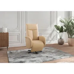 Sit & More Drehstuhl , Cappuccino , Leder , Echtleder , Nappaleder , Sternfuß , 75x112x82 cm , Goldenes M, Made in Europe, DGM-Klimapakt , Sitzfläche 360° drehbar, gepolsterte Armlehnen , Büromöbel, Bürostühle, Drehstühle