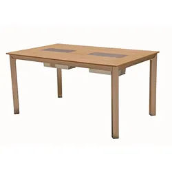 Gardenson Gartentisch , Grau, Champagner, Teakfarben , Metall, Kunststoff , rechteckig , eckig , 70x75x150 cm , gastro- und objekttauglich, regenabweisend, UV-beständig, wetterfest , Gartenmöbel, Gartentische, Gartentische