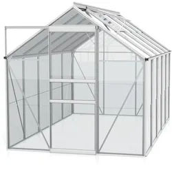 Vitavia Gewächshaus Venus 6200 inkl. 2 Dachfenstern - 6,2 m2 -Alu-blank eloxiert-3 mm Einscheibensicherheitsglas