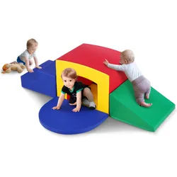 VEVOR Kleinkind-Kletterspielzeug für Innenbereich, 5-teiliges Kletter-, Krabbel-, Tunnelspielgerät, Schaumstoff-Kletterspielzeug, Kinder-Tunnellabyrinth, für Kinder im Vorschulalter