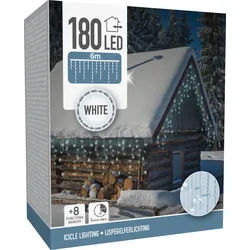LED-Eiszapfenbeleuchtung kaltweiß, 180 LEDs, Transparentes Kabel, Innen/Außen, 9m