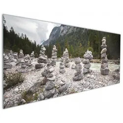 Wallario Küchenrückwand Steinmännchen am Wasser, (1-tlg) 125 cm x 50 cm