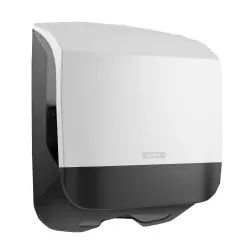 KATRIN Falthandtuchspender S, abschließbar, Robuster Papierhandtuchspender aus Kunststoff, Maße (L x B x H): 135 x 300 x 329 mm, Farbe weiß