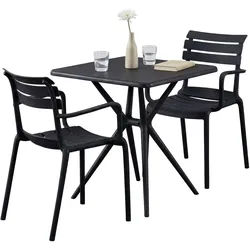 CLP Garten-Essgruppe Avena, (Set), Garten-Set, Tisch 72x72 cm, 2 Stühle schwarz